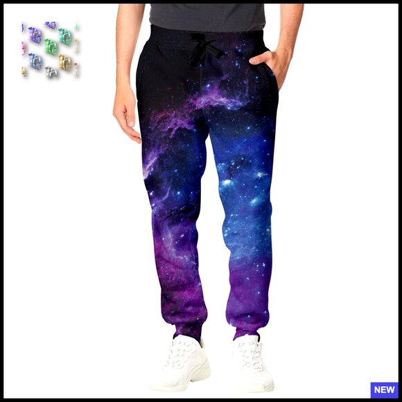 Galaxy Print Sweatpants Joggers Casual Active Wear Drawstring Ankle Fit